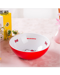 五和純密胺餐具 Hello Kitty 凱蒂貓雙色碗、圓飯碗